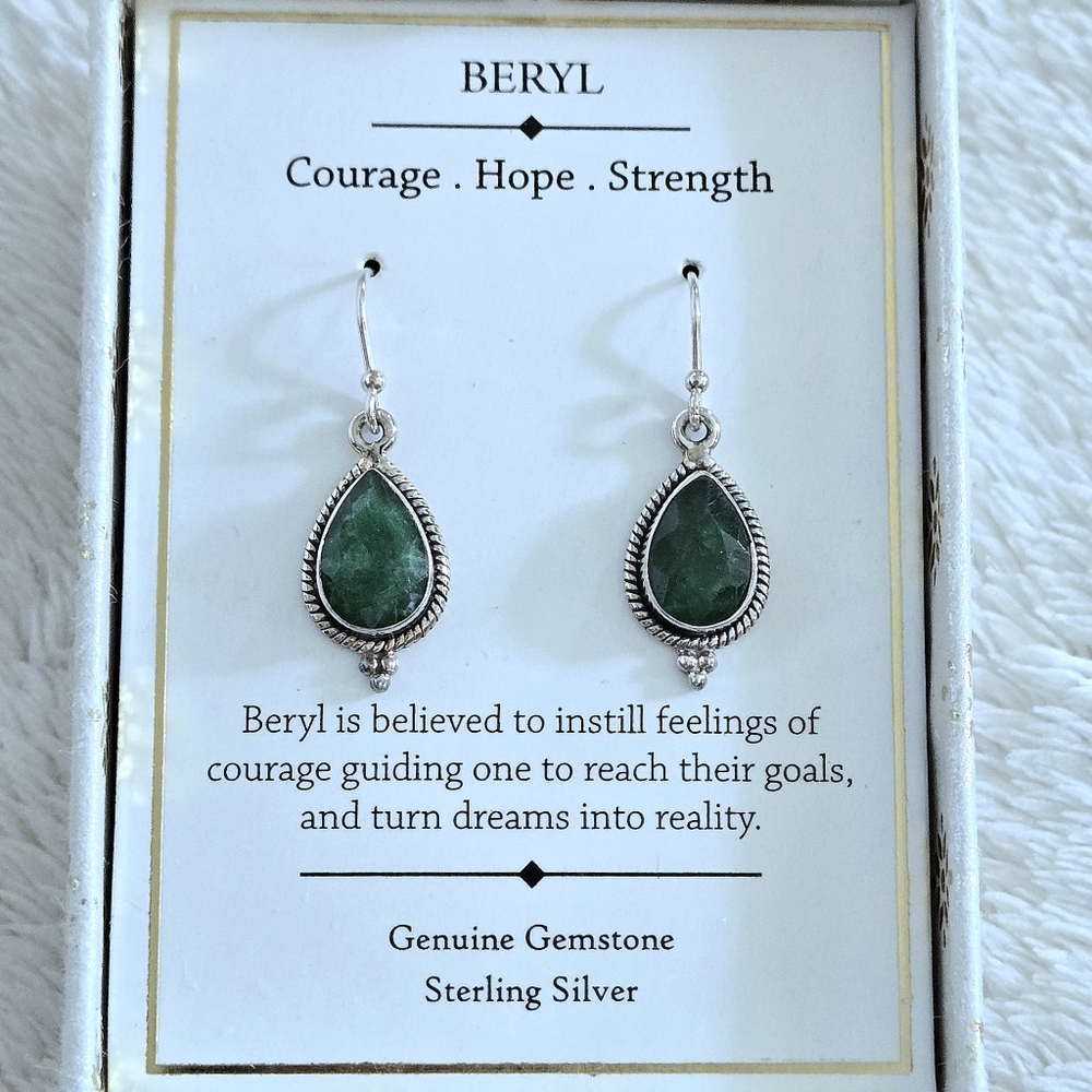 Shivam Beryl Emerald💚 Teardrop💧Earrings - NIB